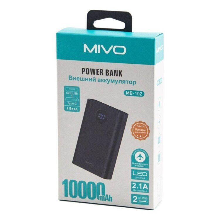 MB-102 MIVO Внешний аккумулятор 10000mAh 2USB Дисплей